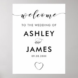 Välkomstskylt, svartvitt, Bröllop Poster