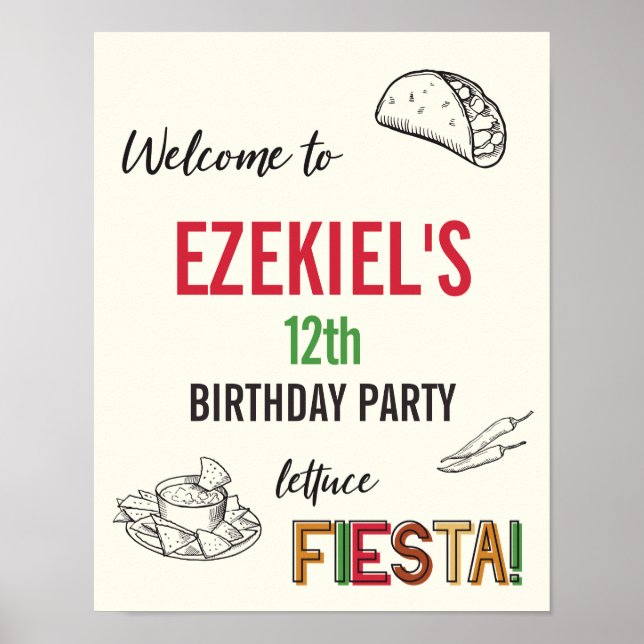 Välkomstskylt Taco Födelsedagsfest Poster (Framsidan)