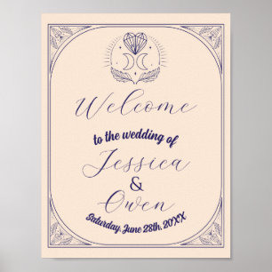 Välkomstskylt Tarot Bröllop Hearts Crystal Måne Poster