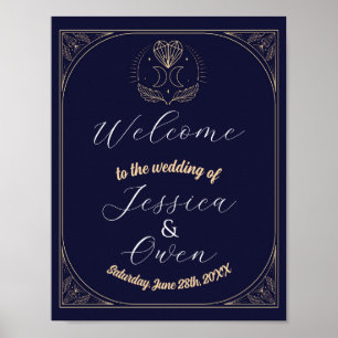 Välkomstskylt Tarot Bröllop Hearts Crystal Måne Poster