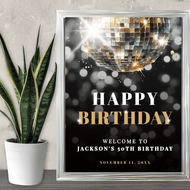 Välkomstskylt till Black Golds 50-årsfest Poster (Black Gold 50th Birthday Party Welcome Sign)