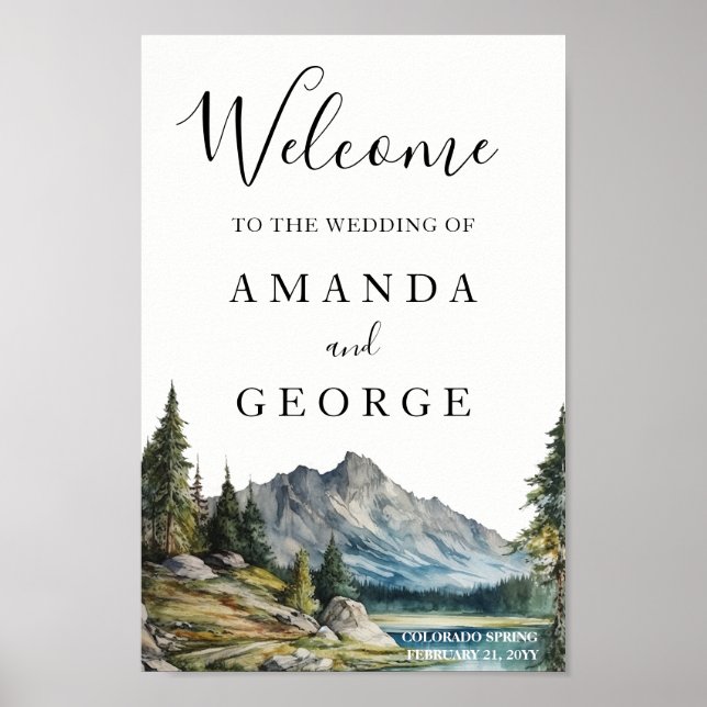 Välkomstskylt vid bröllop poster (Framsidan)