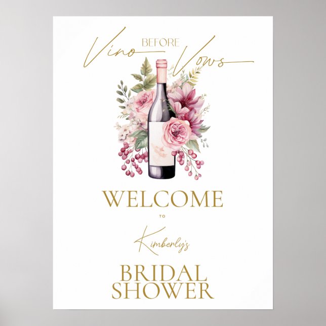 Välkomstskylt Vino före bröllopet Bröllopsfest Poster (Framsidan)