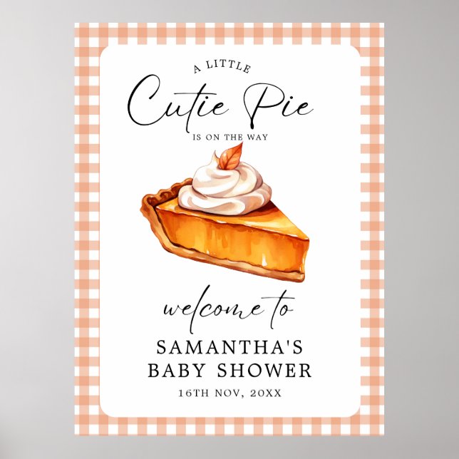 Välkomstskyltar för Cutie Paj Pumpkin Fall Baby Sh Poster (Framsidan)