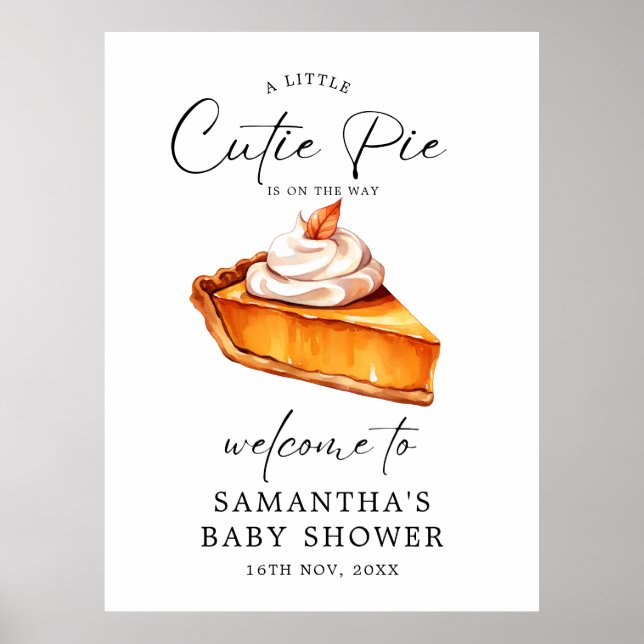 Välkomstskyltar för Cutie Paj Pumpkin Fall Baby Sh Poster (Framsidan)
