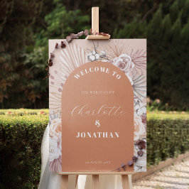 Välkomstskyltar för Modern Boho Flowers Autumn Brö Poster