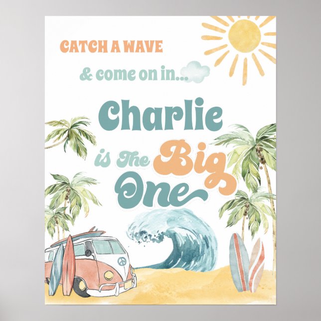 Välkomstskylten Big One Party-First Birthday-1st Poster (Framsidan)