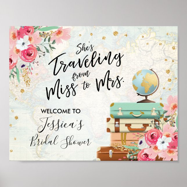 Välkomstskyltsfeld Möhippa till Mrs Blommigt Poster (Framsidan)