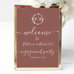 Välkomstskyltskavla för Monogram Förlovningsfest Poster<br><div class="desc">En enkel chic foliage faux foil monogram teracotta förlovningsfest välkomnade skyltfolie. Enkel att anpassa med din information. Modern boho-förlovningsfest välkomnar redigerbart teckenfodral, inbjudan till skrivet fotobröllop, anpassade, handskrivet typsnitt för kalligrafi, enkelt, elegant. ANPASSNING: Om du behöver anpassa designen kontaktar du mig genom chatta. Om du behöver information om din beställning,...</div>