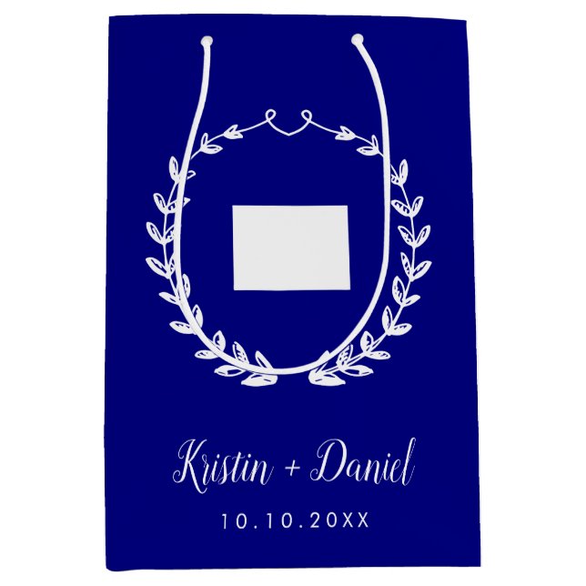 Välkomstsvag för marinblå Wyoming Karta Bröllop (Framsidan)