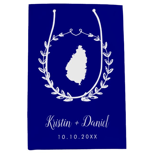 Välkomstsvag för marinblått St. Lucia Karta Bröllo (Framsidan)