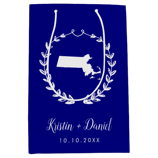 Välkomstsvag för Navy Blue Massachusetts Karta Brö (Framsidan)