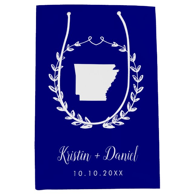 Välkomstsvakt för marinblå Arkansas Karta Bröllop (Framsidan)