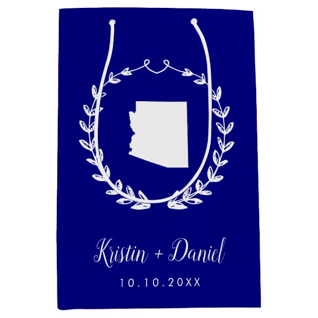 Välkomstsvakt för marinblått Arizona Karta Bröllop (Framsidan)