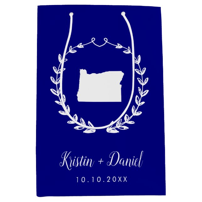 Välkomstsvakt för marinblått Oregon Karta Bröllop (Framsidan)