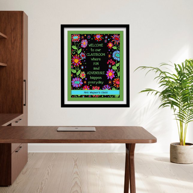 Välkomstsvarig Blommigt i det inspirerande klassru Poster (Personal classroom poster by Inspirivity)