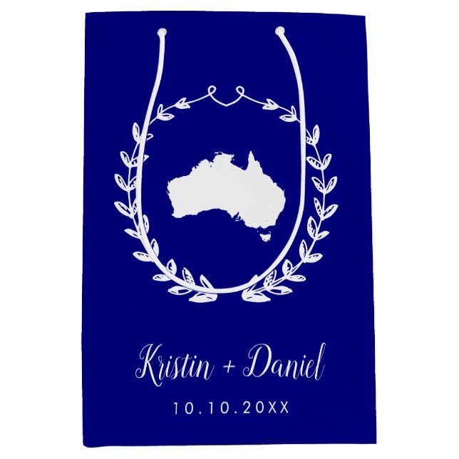 Välkomstsviten Navy Blue Australia Karta Bröllop (Framsidan)