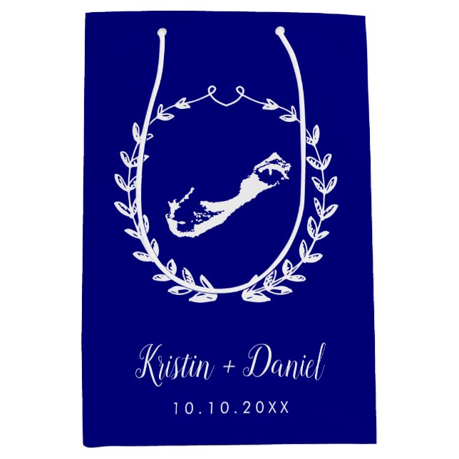 Välkomstsviten Navy Blue Bermuda Karta Bröllop (Framsidan)