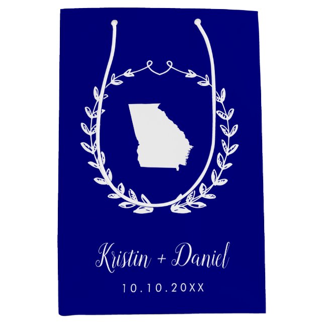 Välkomstsviten Navy Blue Georgia Karta Bröllop (Framsidan)