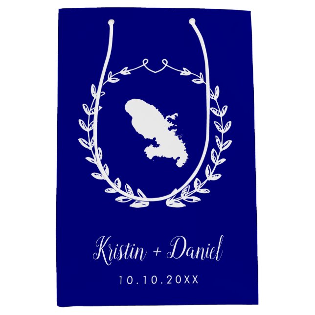 Välkomstsviten Navy Blue Martinique Karta Bröllop (Framsidan)