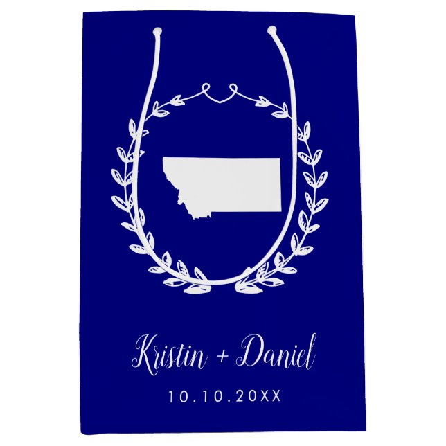 Välkomstsviten Navy Blue Montana Karta Bröllop (Framsidan)