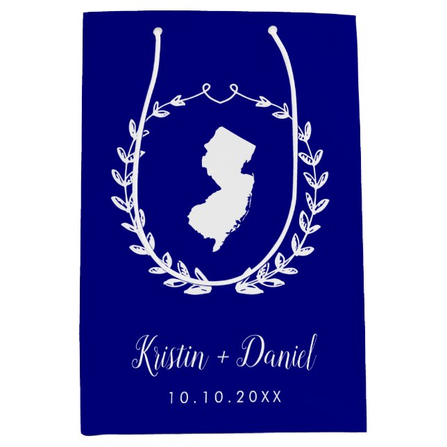 Välkomstsviten Navy Blue New jersey Karta Bröllop (Framsidan)