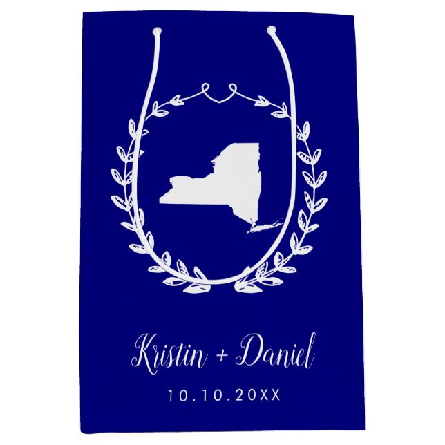 Välkomstsviten Navy Blue New York Karta Bröllop (Framsidan)