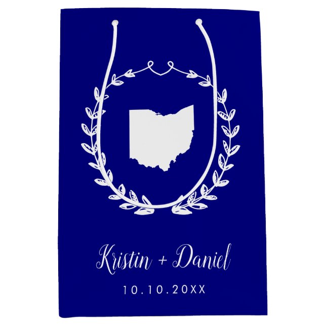 Välkomstsviten Navy Blue Ohio Karta Bröllop (Framsidan)