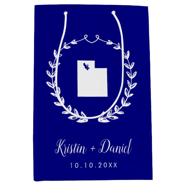 Välkomstsviten Navy Blue Utah Karta Bröllop (Framsidan)