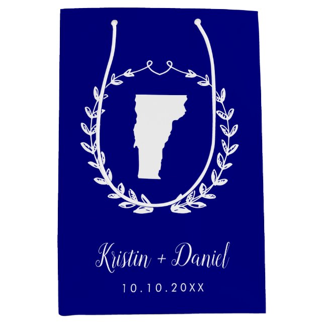 Välkomstsviten Navy Blue Vermont Karta Bröllop (Framsidan)