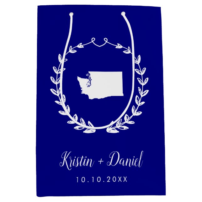 Välkomstsviten Navy Blue Washington Karta Bröllop (Framsidan)