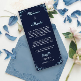 Välkomsttack för elegant Navy och Light Blue Scrip