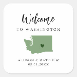 Välkomsttagaren Färg Washington State Bröllop Fyrkantigt Klistermärke