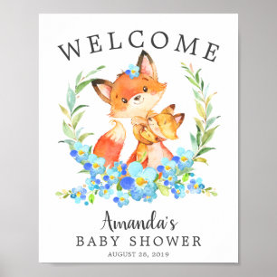Välkomsttagaren mamma & Baby Fox Välkommen, babyåd Poster
