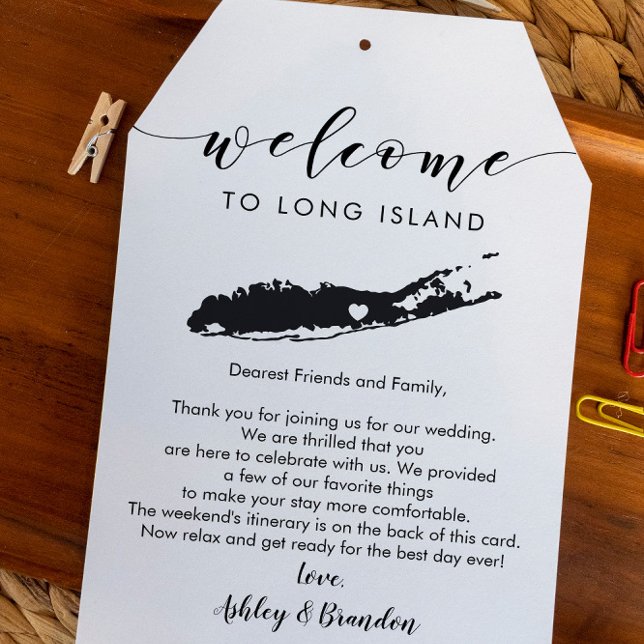 Välkomsttagg för bröllop på Long Island, brev itin (Skapare uppladdad)