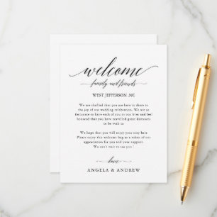 Välkomsttagg för enkel Calligraphy Script Bröllop Tilläggskort