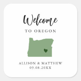 Välkomsttagg för Färg Oregon Bröllop Fyrkantigt Klistermärke