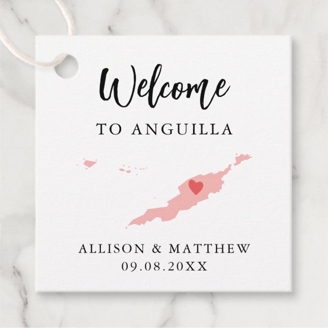 Välkomsttaggen Färg Anguilla Bröllop Gåvor Etiketter (Framsida)