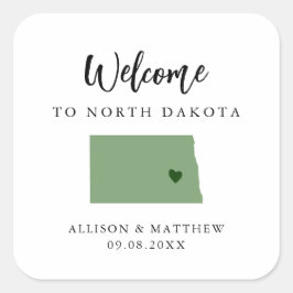 Välkomsttaggen Färg North Dakota Bröllop Fyrkantigt Klistermärke