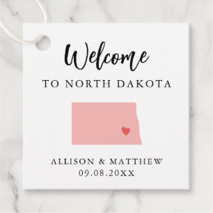 Välkomsttaggen Färg North Dakota Bröllop Gåvor Etiketter