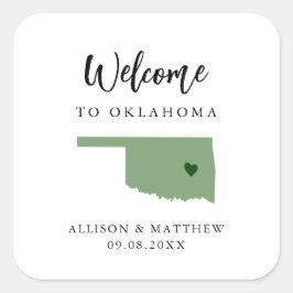 Välkomsttaggen Färg Oklahoma Bröllop Fyrkantigt Klistermärke