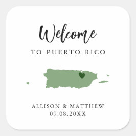 Välkomsttaggen Färg Puerto Rico Bröllop Fyrkantigt Klistermärke