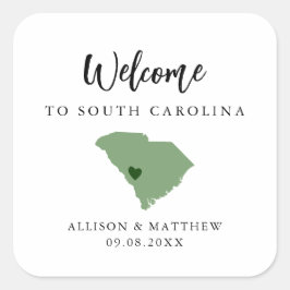 Välkomsttaggen Färg South Carolina Bröllop Fyrkantigt Klistermärke
