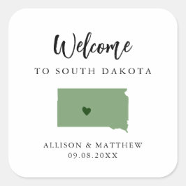 Välkomsttaggen Färg South Dakota Bröllop Fyrkantigt Klistermärke