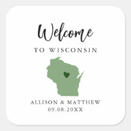 Välkomsttagning för Färg Wisconsin State Bröllop Fyrkantigt Klistermärke