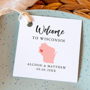 Välkomsttagning för Färg Wisconsin State Bröllop Gåvor Etiketter