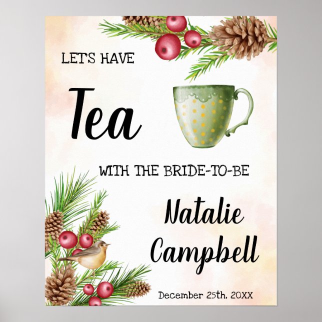 Välkomstte Bröllopsdusch Juldesign Poster (Framsidan)
