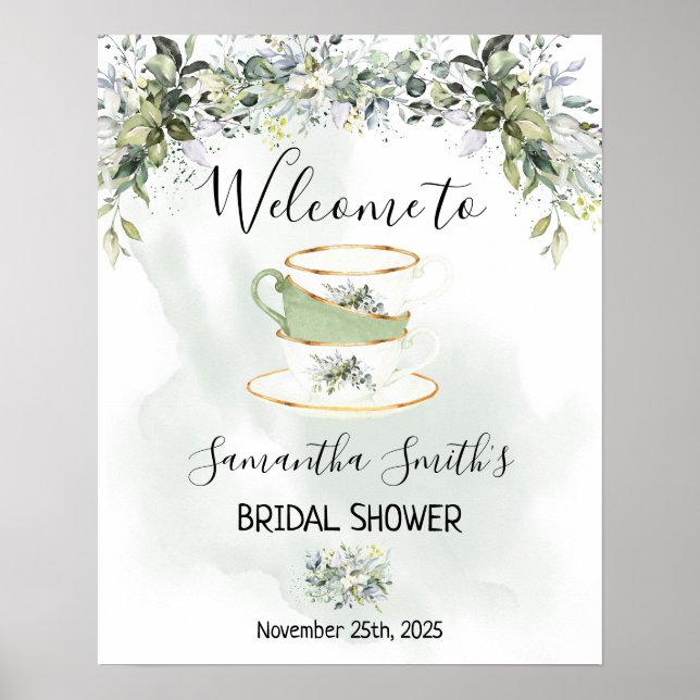 Välkomstte Shower Eukalyptus saftig grön skylt (Framsidan)