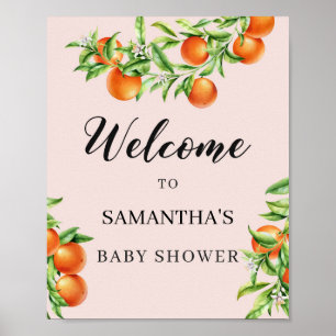 Välkomsttecken 8x10 för babyduschen i Citrus orang Poster