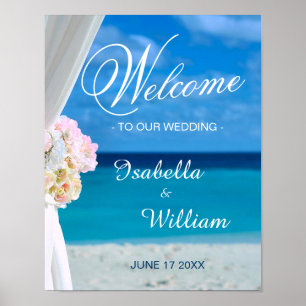 Välkomsttecken Blommigt Ocean Beach Summer Bröll Poster